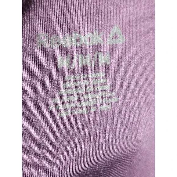 Reebok Womens High Waisted Logo Leggings Plum Purple Metallic Silver Size Medium - Picture 2 of 7